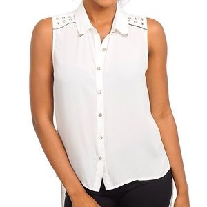 White with studs sleeveless top